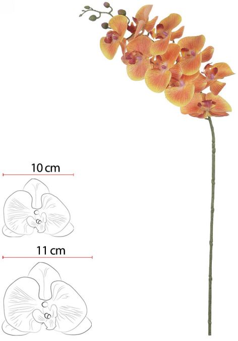 Haste Orquidea Phalaenopsis Real Toque X9 Laranja 94cm