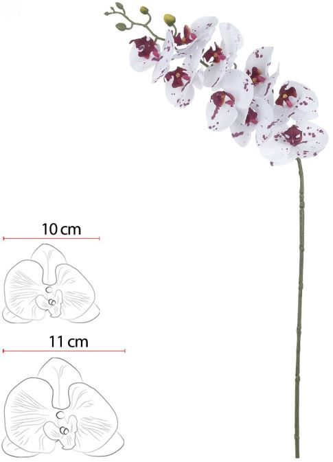 Haste Orquidea Phalaenopsis Real Toque X9 Branco Bordo 94cm