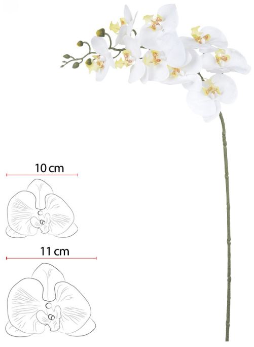 Haste Orquidea Phalaenopsis Real Toque X9 Branco Amarelo 94cm