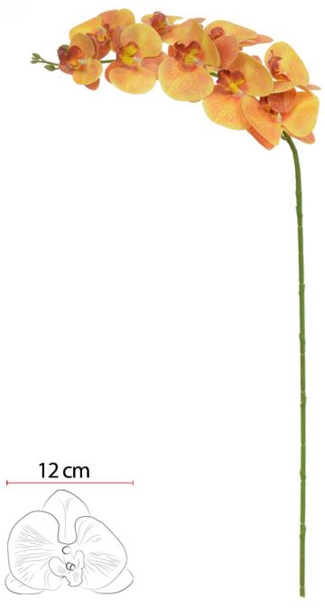 Haste Orquidea Phalaenopsis Real Toque X9 Laranja 96cm