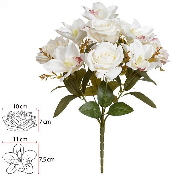 Buque Rosa Orquidea Cymbidium X10 Creme Outono 43cm