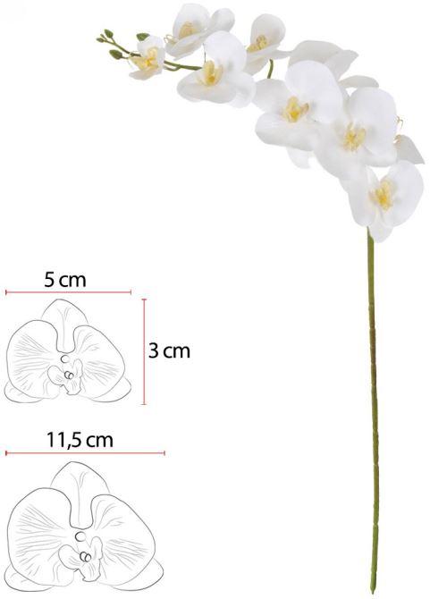 Haste Orquidea Phalaenopsis Real Toque X9 Branco 94cm