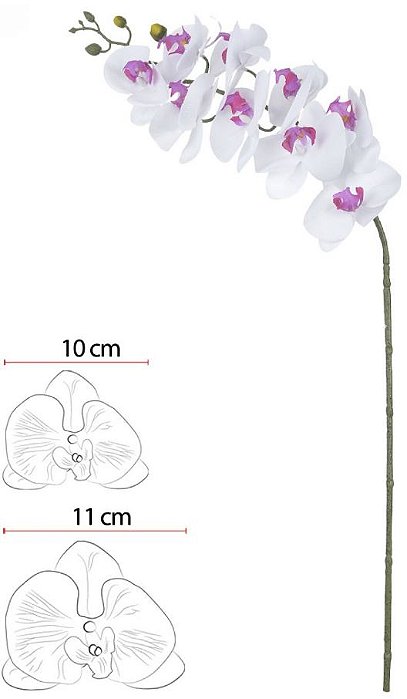 Haste Orquidea Phalaenopsis Real Toque X9 Branco Beauty 94cm