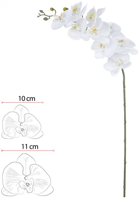 Haste Orquidea Phalaenopsis Real Toque X9 Branco 94cm