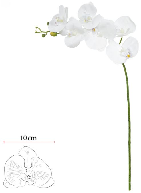 Haste Orquidea Phalaenopsis Real Toque X6 Branco Puro 82cm