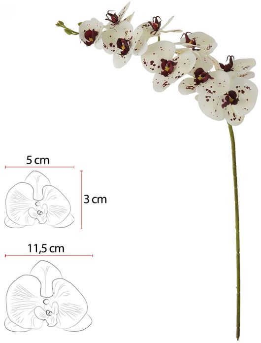 Haste Orquidea Phalaenopsis Real Toque X9 Branco Beauty 94cm