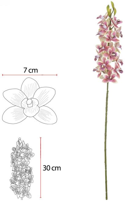 Haste Orquidea Dendrobium C/Coat Real Toque X20 Beauty 82cm