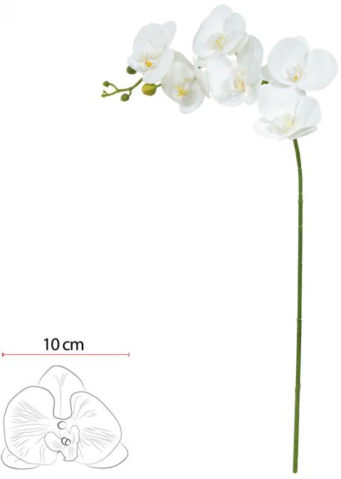 Haste Orquidea Phalaenopsis Real Toque X6 Branco Amarelo 82cm