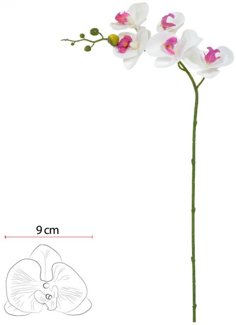 Haste Orquidea Phalaenopsis Real Toque X5 Branco Beauty 65cm