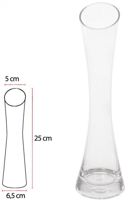 Vaso Tulipa Vidro Transparente 25cm