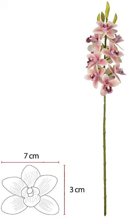 Haster Orquidea Dendrobium C/Coat Real Toque X13 Rosa Antiga 61cm