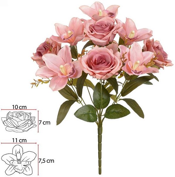 Buque Rosa Orquidea Cymbidium X10 Rosa Outono 43cm