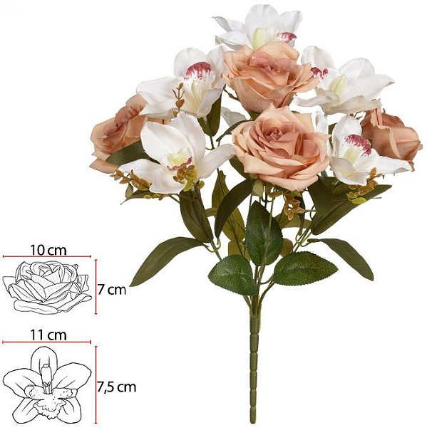 Buque Rosa Orquidea Cymbidium X10 Cha Outono 43cm