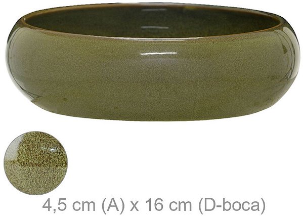 Vaso Bacia Ceramcia Verde 4,5cm