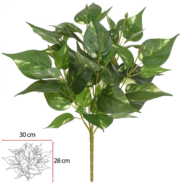 Planta Artificial Folhagem Jiboia Forracao X55 Verde Creme 35cm
