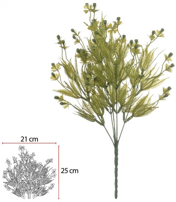 Planta Artificial Folhagem Grass C/Print X25 Verde 38cm