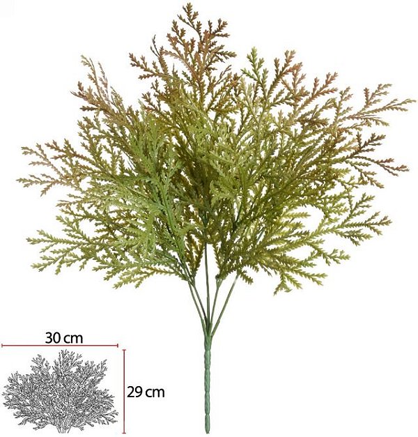 Planta Artificial Folhagem Grass C/Print X25 Verde Outono 40cm