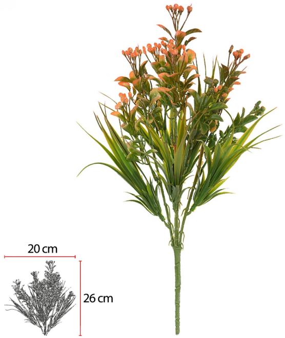 Planta Artificial Folhagem Grass Semente C/Print  X10 Laranja Outono 38cm