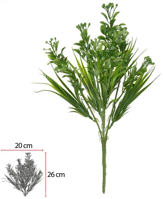 Planta Artificial Folhagem Grass Semente C/Print  X10 Verde 38cm