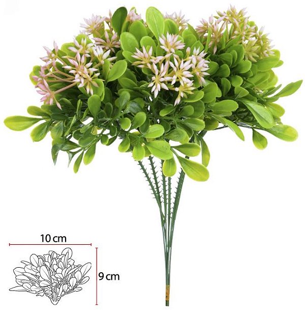 Planta Artificial Folhagem Pick Grass Plastico X5 Com 6 Hastes Rosa 23cm