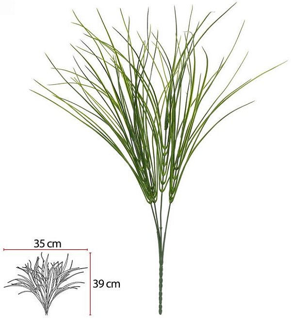 Planta Artificial Folhagem Grass Plastico X4 Verde 45cm