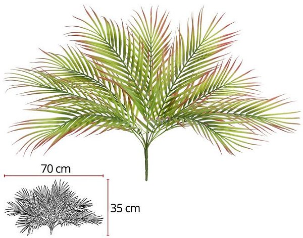 Planta Artificial Folhagem Palmeira C/Print X9 Verde Outono 50cm