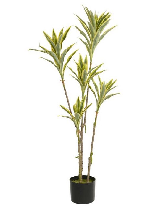 Planta Artificial Arvore Dracena Reflexa C/Pote X59 Verde Amarelo 1,12cm