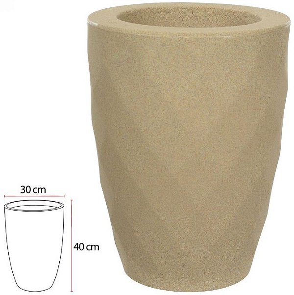 Vaso Safira Conico Areia 40cm