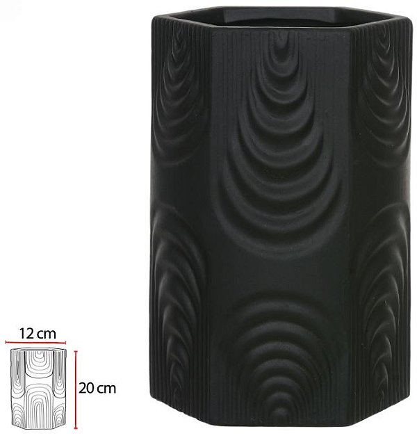 Vaso Decorativo Ceramica Preto 20cm