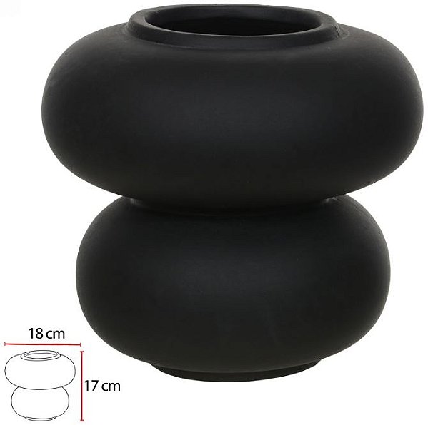 Vaso Decorativo Ceramica Preto 17cm