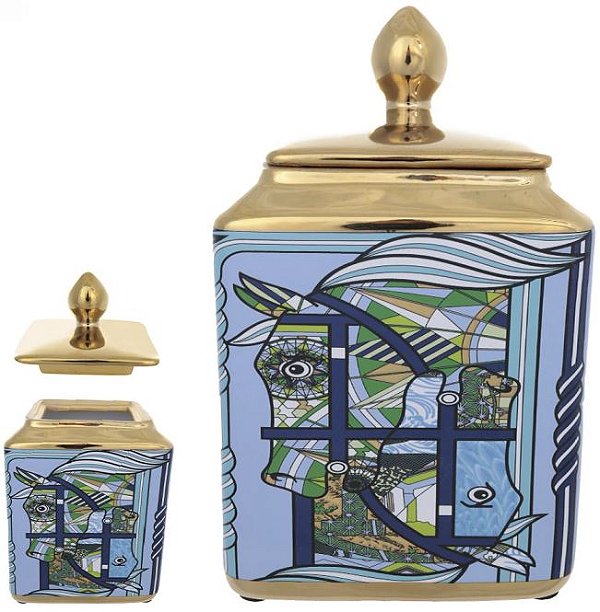 Caixa Decorativa Ceramica Colorido 20,4cm