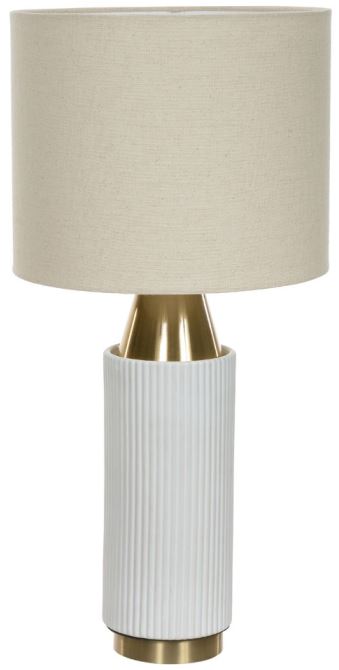 Abajur Ceramica Bivolt Branco Dourado 58cm
