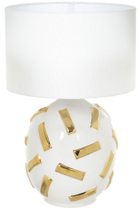 Abajur Ceramica Branco Dourado 32cm