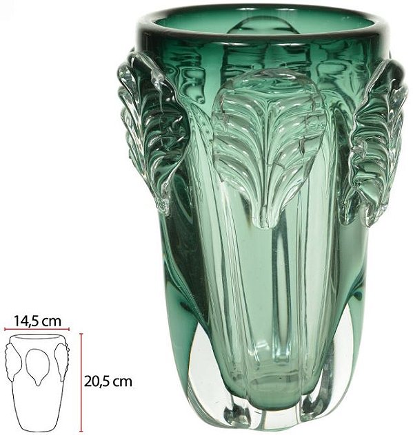 Vaso Decorativo Vidro Tipo Murano Verde 20,5cm