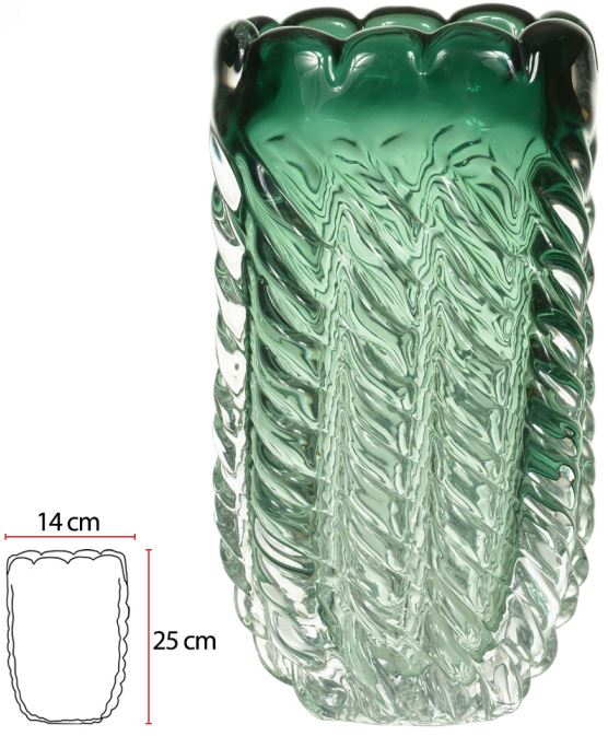 Vaso Decorativo Vidro Tipo Murano Verde 25cm