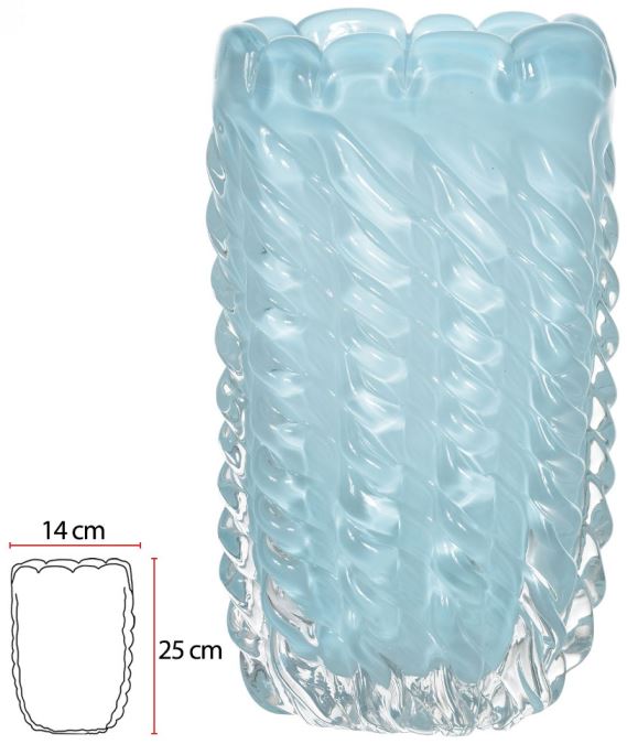 Vaso Decorativo Vidro Tipo Murano Azul Fosco 25cm