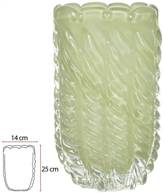 Vaso Decorativo Vidro Tipo Murano Verde Fosco 25cm