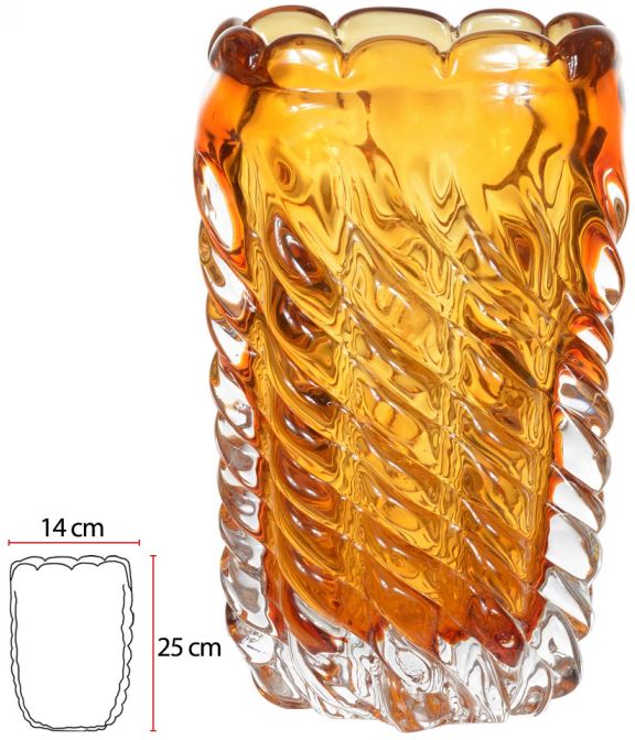 Vaso Decorativo Vidro Tipo Murano Ambar 25cm