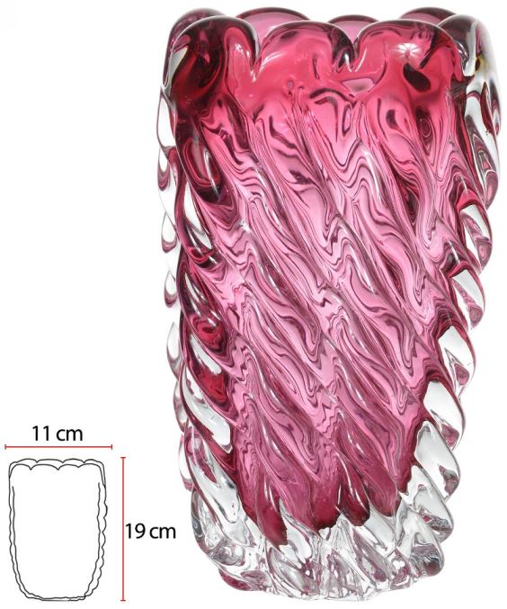 Vaso Decorativo Vidro Tipo Murano Rosa 19cm