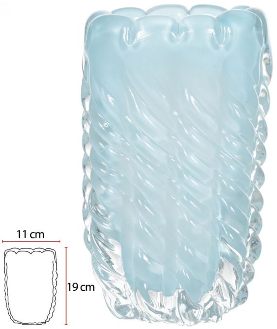 Vaso Decorativo Vidro Tipo Murano Azul Fosco 19cm