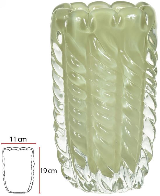 Vaso Decorativo Vidro Tipo Murano Verde Fosco 19cm