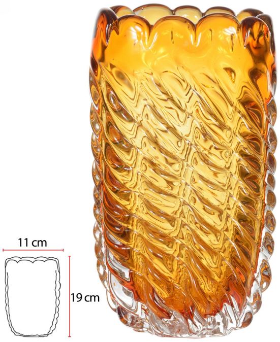 Vaso Decorativo Vidro Tipo Murano Ambar 19cm