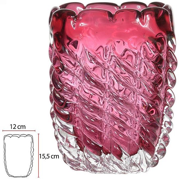 Vaso Decorativo Vidro Tipo Murano Rosa 15,5cm