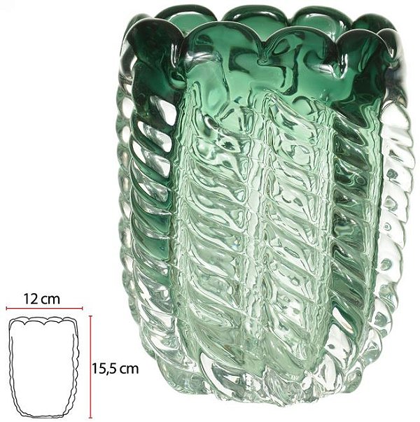 Vaso Decorativo Vidro Tipo Murano Verde 15,5cm