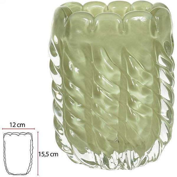 Vaso Decorativo Vidro Tipo Murano Verde Fosco 15,5cm