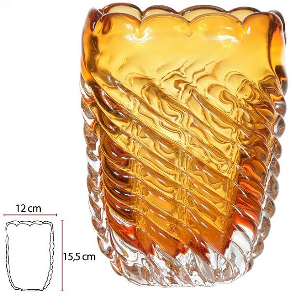 Vaso Decorativo Vidro Tipo Murano Ambar 15,5cm