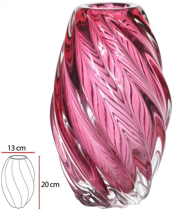 Vaso Decorativo Vidro Tipo Murano Rosa Fosco 20cm