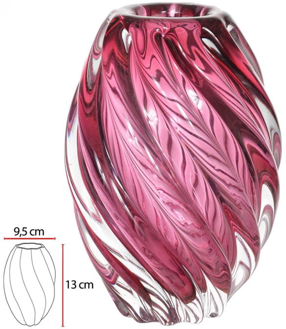 Vaso Decorativo Vidro Tipo Murano Rosa 13cm