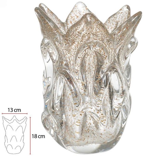 Vaso Decorativo Vidro Tipo Murano Transporte Dourado 18cm