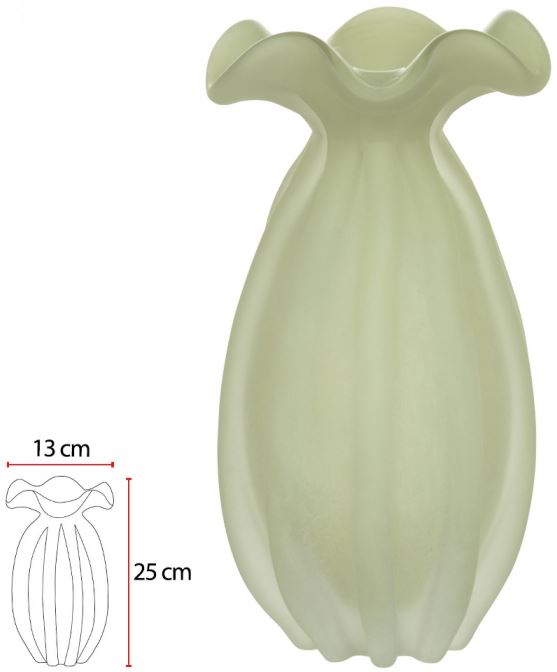 Vaso Decorativo Vidro Tipo Murano Verde Fosco 25cm